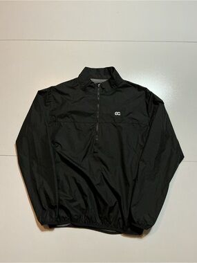 Quiet Golf QG Logo Lightweight Black Nylon Windbreaker 1/4 Zip Pullover Jacket